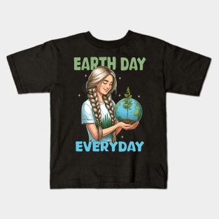 Earth Day Everyday Save the Planet Women Earth Day 2024 Kids T-Shirt